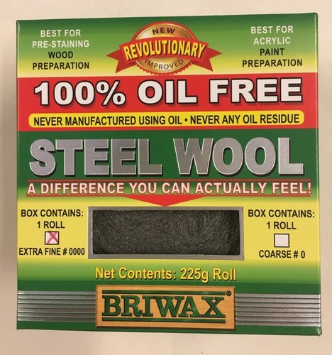 100% Oil Free Extra Fine #0000 BRIWAX Steel Wool 
